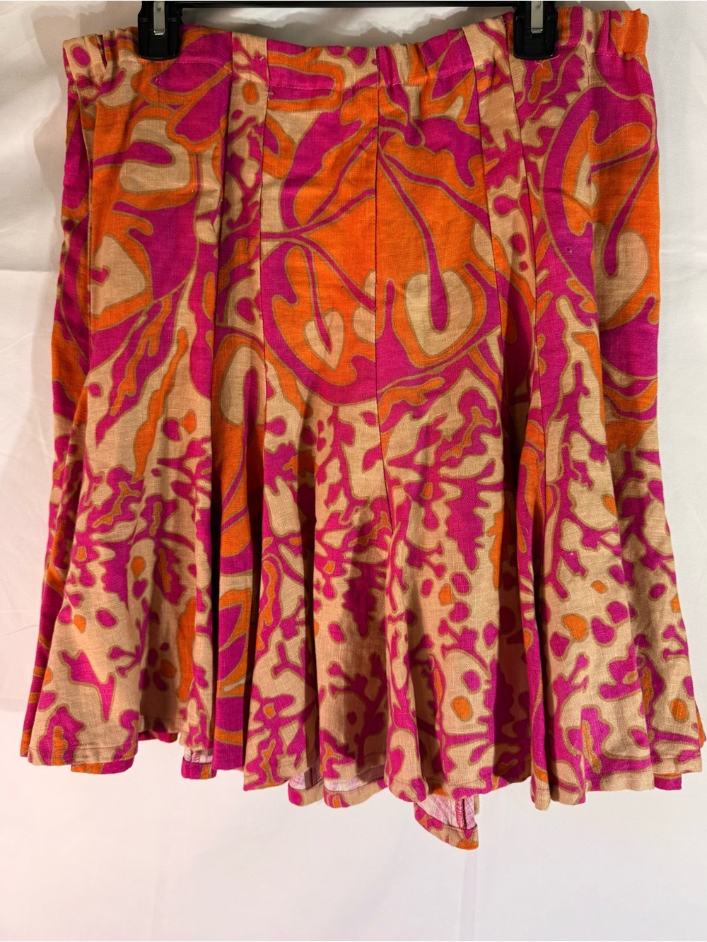 Vibrant Pink & Orange Printed A-Line Skirt